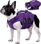 Kuoser Dog Life Jacket, High Flotation Reflective Dog Life Vest, Purple, S | Adjustable Dog Lifejackets for Small Medium Large Dogs, Lifevest with Rescue Handle for Swimming, Boating, Lake, Beach & Pool