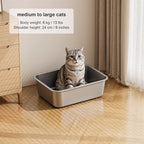 Stainless Steel High Sided Cat Litter Box | Sturdy Metal, Odor-free, Cat Litter Non-stick and Easy to Clean, Ideal for Indoor Cats, Kittens and Multicat Houses