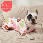 KYEESE Dog Pajamas, Soft Dog Pajamas for Small Dogs Boy Girl, Stretchy Dogs Pjs Velvet Pet Jumpsuit Sleepwear, Comfy Jammies Lightweight Pet Onesie Outfit, Donut, L