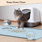 Garoopion Silicone Cat Litter Mat 34×22 inch, Easy to Clean, Blue | Waterproof Silicone Mat with Raised Edges, Catch Litter, Protect Floor from Urine, Multi-Use for Dog/Sink/Kitchen/Boots
