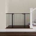 Mumeasy 29.7-51" Extra Wide Baby & Dog Safety Gate for Stairs & Doorways | Pressure/Hardware Mount Child & Pet Gate, Auto Close Easy Access Walk Thru Door for House, Hallway, Indoor & Outdoor, Black