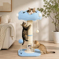 Tall Cat Scratching Post for Indoor Cats,Sisal Scratching Post(Blue Sky) | Cat Scratch Post with Sisal Ball, Solid Wood Cat Tower with Scratching Post and Cat Toys Mouse Hole, Cute Small Cat Tree