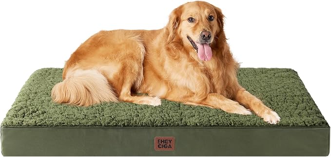 EHEYCIGA Orthopedic Dog Bed Extra Large with Removable Washable Cover,44x32 | Egg Crate Foam Support,Durable Oxford fabric,Non-Slip Bottom,Machine Washable,Soft Waterproof Plush Pet Bed Mat For Crate