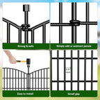 5 Panel No Dig Decorative Garden Fence 24" H x 10'L Outdoor Dog Barrier | Rustproof welded steel with deep ground stakes for yards, patios. Modular design contains pets, rabbits, small animals.