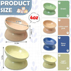 kathson 4 Pcs Ceramic Raised Cat Bowls, Elevated Tilted Cat Food Bowl, Anti Vomiting Pet Food Bowl, Colorful Porcelain Pet Feeder Dish for Cats and Small Dogs,Stress Free, Whisker Fatigue