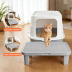 Cat Step Ramp Adjustable Litter Box Step with Filter Function, Black | Elevated Double Layer Litter Box Ramp for Kitten & Old Cats, Easy Cleaning Litter Box Step Stool for Automatic Cat Litter Box
