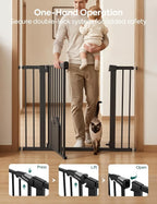 Babelio 36" Tall Baby Gate with Adjustable Cat Door, CatPrivilege I, 29-43" | Auto Close, Safety Gate for Stairs, Easy Walk Thru with Pet Door, Includes 4 Wall Cups and 3 Extension Pieces, Black