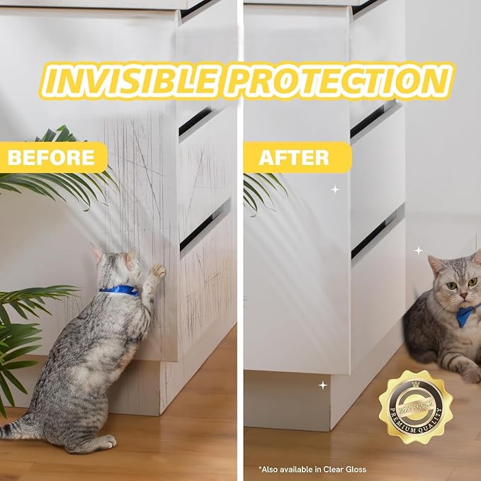 yongjoy Cat Scratch Furniture Protector, 316" x 11.8" Clear Tape | Extra-long roll, 0.12mm thick vinyl, flexible design, customizable size, suitable for large furniture areas