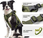 WINGOIN Green Tactical Dog Harness for Extra Large Dogs,No Pull Dog Harness | Heavy Duty with Handle,Adjustable Reflective,Military K9 Style,Big Size Dog Vest,for Great Danen,for Walking Training Hunting