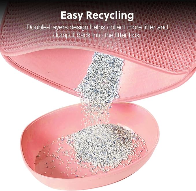 Cat Litter Mat, Kitty Litter Trapping Mat, Honeycomb Double Layer Mats, No Phthalate, Urine Waterproof, Easy Clean, Scatter Control, Catcher Litter Tray Box Rug Carpet