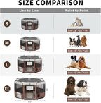 DONORO Dog Playpen Portable Pet Play Pens for Small Dog/Cat/Rabbit/Chicks, Cat Playpen Indoor/Outdoor with Carring Case, Removable Zipper Top and Bottom (Brown, Medium (35"x35"x20"), 8)