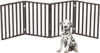 Pet Gate - 4-Panel Indoor Foldable Dog Fence for Stairs, Hallways or Doorways - 72x24-Inch Retractable Wood Freestanding Dog Gates by PETMAKER (Brown)