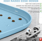 SMILOOL Silicone Pet Food Mat with Raised Edge for Food and Water Bowl, Dog Feeding Mats, Cat Food Trays for Floor Waterproof, Rubber Tray for Dogs and Cats, 24 x 16 x 0.8 Light Blue