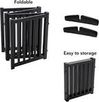 LZRS Wooden Free Standing Dog Gate 80" W x 30" H, Foldable Solid Hardwood Pet Safety Fence for House Doorways, Stairs, Hallways, Step-Over Pet Barrier, No Drill Easy Setup, Black