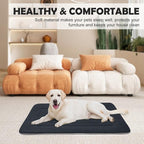 Dog Bed Soft Dog Crate Bed Pad Mat, 42 in Non Slip Bottom Washable Beds for Large Dogs, Pet Bed Mattress Kennel Pad, Dark Blue Gray