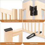 YOCAN Non-Painted Wooden Freestanding Dog Gates for The House,Doorways, Stairs,Wood Dog Fences Indoor Pet Gate,Step Over Fence-4 Panel H:23”