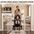 Mumeasy Extra Wide Large Baby Gate for Doorways, 36-66" Walk Through Wide Long Dog Gate for Door & Stair, Auto Close Dual Swing Pressure Mounted Child Safety Gate for Toddlers, Puppies & Pets, White