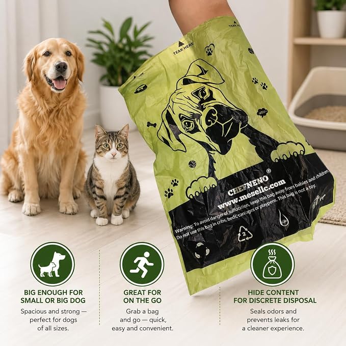 Dog Poop Bags One Big Roll (600 ct.) Doggy Poop Bags Pet Waste Pickup Bag Cat Waste Disposal Bags (1 Roll, 600 Bags)