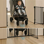 Mumeasy 30" Tall Baby Gate for Stairs & Doorways, No Bottom Bar Dog Gate | 29.5-43.3" Expandable Hardware Mounted, Auto Close Extra Wide Walk Thru Pet & Toddler Proof Safety Gate Indoor, Hallway,Black