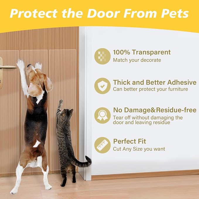 yongjoy Cat Scratch Furniture Protector, 316" x 11.8" Clear Tape | Extra-long roll, 0.12mm thick vinyl, flexible design, customizable size, suitable for large furniture areas