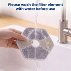 Cat Fountain Replacement Filter, 6 Pack Filters with 6 Pump Sponges for 2.2L/74oz Cat Water Fountain, Multi-Stage Filtration Pet Water Dispenser Filter, Flower Pet Fountain Filter