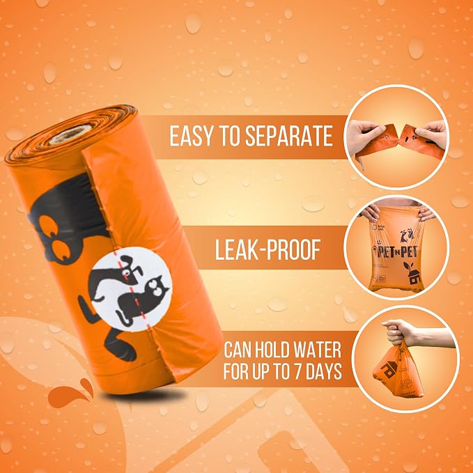 Pet N Pet Poop Bags for Dogs, 1080 Count, Plant Based, Unscented, Orange