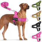 Lukovee No Pull Dog Harness and Leash Set - Adjustable Soft Padded Vest with Front Clip for Easy Control, Reflective Durable Harness for Safe Daily Training Walking for Medium Large Dogs (L, FU)