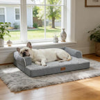 Waterproof Orthopedic Dog Bed for Extra Large Dogs, 48x30in, Grey | Orthopedic Foam Eases Joint Pressure, Bolsters Supports Head And Neck, Washable Pet Beds, Removable Cover, Non-Slip Bottom