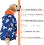 Dog Recovery Suit After Surgery Female Male, Medium Large Dog Neuter Shirt Cone Alternatives Prevent Licking Surgical Onesies (Blue Shark, 6XL)