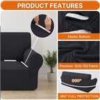 XINEAGE Stretch 3 Seater Slipcover, Non-Slip Pet Couch Cover,Dark Gray | Washable Furniture Protector, Elastic Bottom, Dogs & Cats Friendly, Scratch-resistant, Fast Setup, High Elasticity