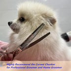 HASHIMOTO Curved Chunkers Shears Dog Grooming, 7.0 inch, 65% Thinning Rate | Lightweight, 440C Stainless Steel, Sharp, Easy to Use