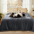 Luciphia Waterproof Bed Blanket Washable, Soft Sherpa Fleece Puppy Reversible Throw Blankets for Medium Large Dog Cat, Furniture Cover Protector Couch Bed from Liquid Pee and Pet Fur, Grey,85" x 57"