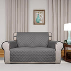 PureFit Reversible Quilted Couch Covers for Dogs Loveseat Sofa Cover 46.5” | Gray/Ivory, Water Resistant Couch Protector, Washable Pet Couch Cover with Non Slip and Elastic Straps For Kids