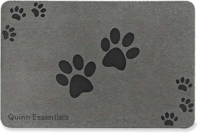 Quinn Essentials Dog Water & Feeding Mat Fast-Dry Diatomaceous Stone Tray for Bowls, Anti-Slip, Spill Control, Cleaner Area, Cat Feeding Tray, Travel Pet Mat