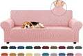 Stretch Couch Covers for Sofa, 3 Cushion Couch Slipcover,Dusty Pink | 1-Piece Washable Sofa Cover Pet Friendly(78"-94") Furniture Protector Soft Jacquard, Elastic Bottom for Dogs & Kids