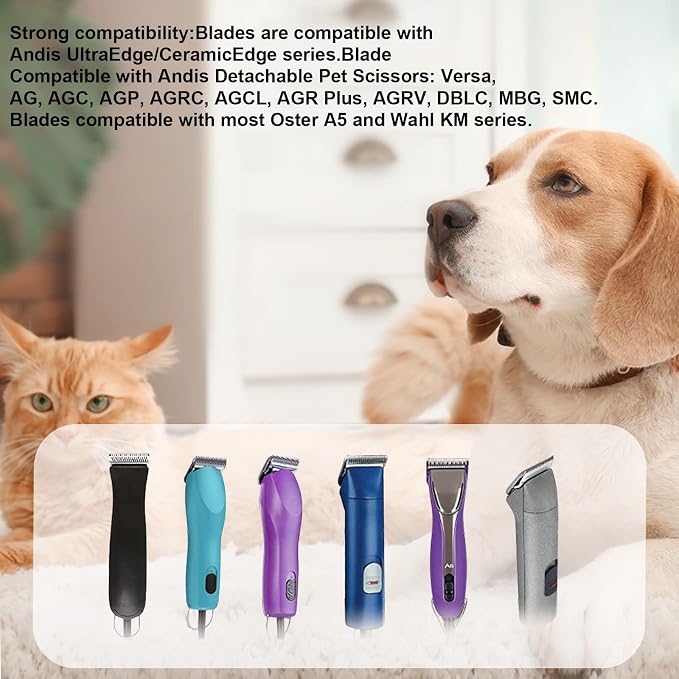 3 Pack 10 Blade Dog Grooming Blades Compatible with Andis Clippers | Dog Clipper Blades for Oster A5/Wahl KM ,Detachable Stainless Steel Blade,Size-10, 1/16-Inch Cut Length