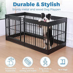 Dog Playpen, 35.4" Height Dog Pen Indoor, Heavy Duty, Safe and Sturdy, Furniture Style Puppy Pen