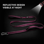 TwoEar 6FT 1IN Strong Rose Dog Leash with 2 Padded Handles, Traffic Handle Extra Control, Comfortable Soft Dual Handle, Auto Lock Hook, Reflective Walking Lead for Small Medium and Large Dogs