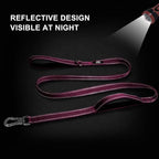Twoear 6FT 1IN Heavy Duty Dog Leash for Large Dogs with 2 Padded Handles | Traffic Handle Extra Control, Auto Lock Hook, Strong Reflective Walking Leash for Night Safety, Medium and Large Breeds,Rose