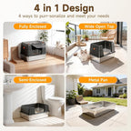 Stainless Steel Litter Box with Lid, High Sided Enclosed Metal Litter Box for Big Cats, Easy Cleaning Anti-Urine Leakage, Non-Sticky Cat Box, Front Entry Top Exit KittyBox, Includes Mat & Scoop