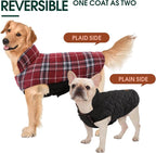 Kuoser Waterproof Dog Coat, Reversible Dog Jacket for Large Dogs, Red L | Adjustable Durable Doggie Winter Coat for Groowing Puppies Warm Puppy Cold Weather Apparel