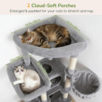 Globlazer Extra Large Heavy Duty Cat Tree, 80in Tall Sturdy Cat Tree Tower for Multiple Indoor Cats Large Adult with Scratching Posts, 2 Spacious Condos with Padding, 2 Soft Perches, S80C, Light Grey