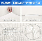 MAXIJIN Super Stretch Couch Cover for 3 Cushion Couch, 1-Piece Universal Sofa Covers Living Room Jacquard Spandex Furniture Protector Dogs Pet Friendly Fitted (Large, White)