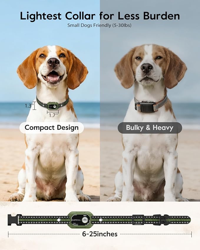 SLOPEHILL Mini Shock Collar for Small Dogs 5-30lbs,Featuring No Shock Mode | 4200FT Dog Training Collar with Remote, IPX8 Waterproof e Collar with Beep,Vibration,Safe Shock,Light,No Shock Modes (Green)