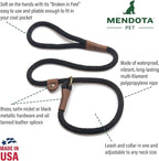 Mendota Pet Slip Leash - Dog Lead and Collar Combo - Made in The USA - Night Viz Blue, 1/2 in x 4 ft - for Large Breeds