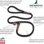 Mendota Pet Slip Leash - Dog Lead and Collar Combo - Made in The USA - Red, 3/8 in x 4 ft - for Small/Medium Breeds