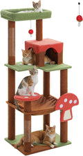 MUTTROS Mushroom Cat Tree Tower with Removable Scratcher, Large Hammock, Condo, Perch, 3 Sisal Posts – Multi-Level Cat Tree for Indoor Cats, Cute Cat Tower for Small Space Homes