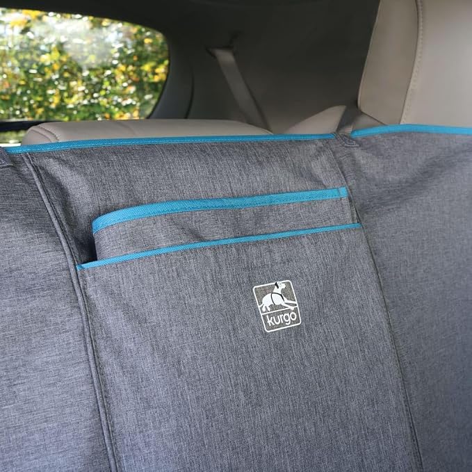 Kurgo Coast to Coast Hammock, Heather Grey, 55" Wide | Full-Coverage Seat Cover with Rufftex Floor Guard, Protects from Muddy Paws & Pet Hair, Water & Stain Resistant, Secure Fit