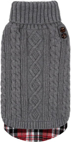 KYEESE Dog Sweater Turtleneck Thick Knit Pullover for Cold Weather | Stretchy Fit, Lightweight & Warm, Cozy Knit Comfort, Classic Plaid Design, Gentle on Sensitive Skin, Comfortable Daily Wear