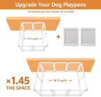 Acrylic Dog Playpen Indoor for Small Dogs & Puppies | 2 Rooms Clear Pet Playpen, Easy Clean & Assemble, Modern No-Bar Design, Escape-Proof & Sturdy, 23.6", 16 Panels, White